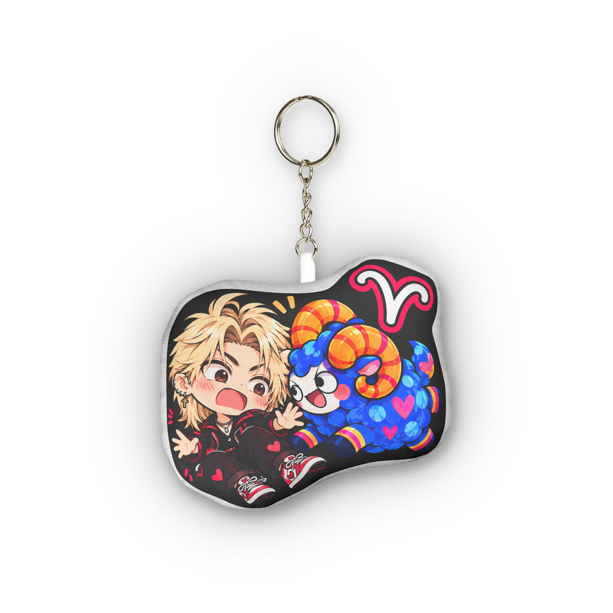 Aries Plush Keychain – Bold Fire Sign Chibi Zodiac Charm