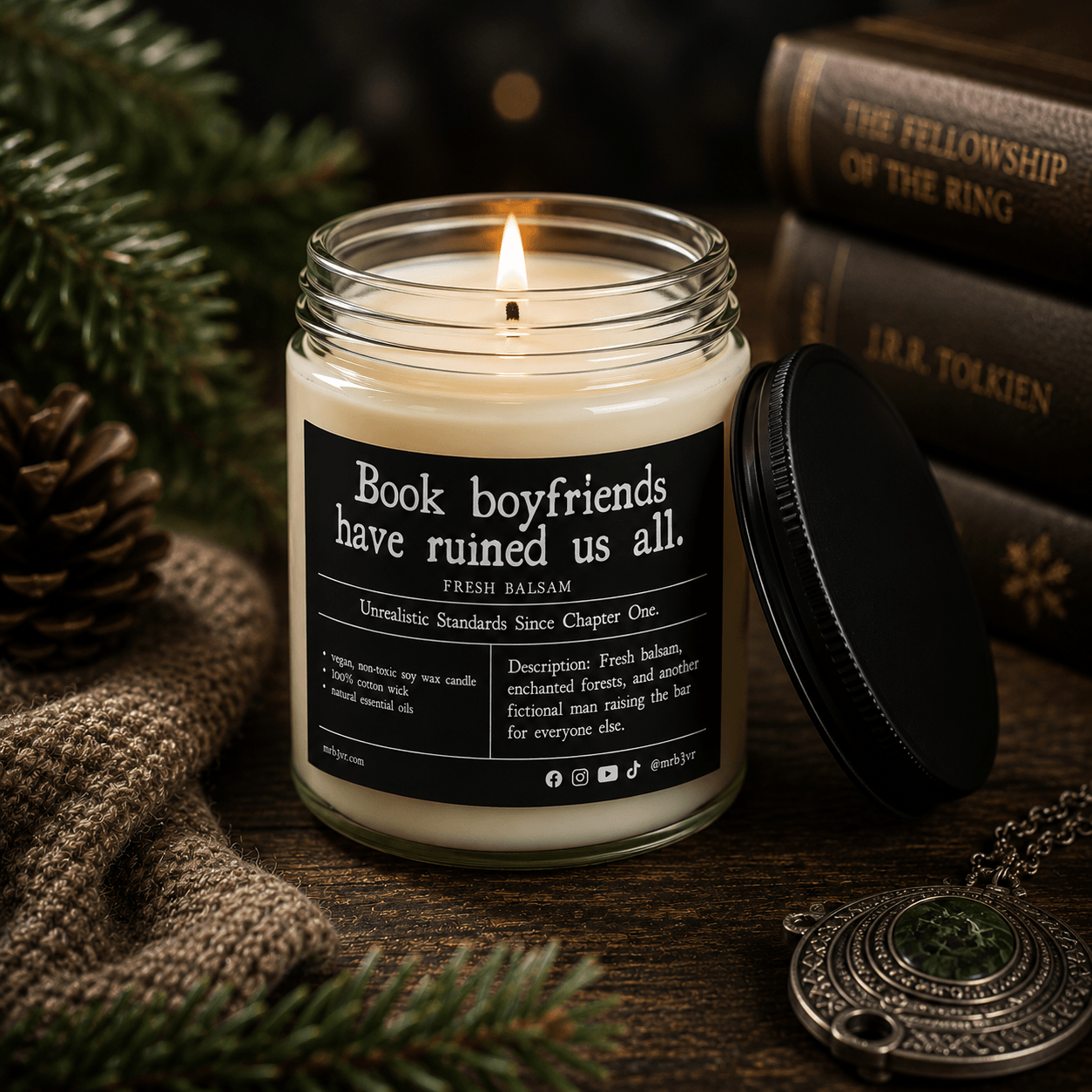 Book Boyfriends Have Ruined Us All Candle | BookTok Soy Candle | Fresh Balsam