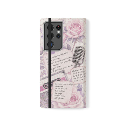 Lyric Flip Case | Light Pink and Lavender Romantic Aesthetic Phone Case | Music-Inspired Folio Wallet Case