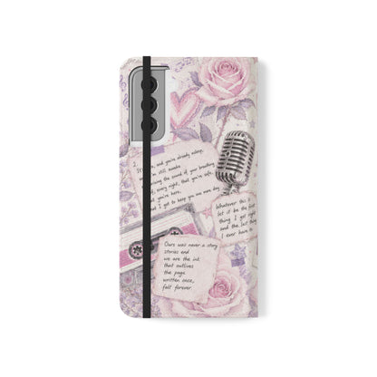 Lyric Flip Case | Light Pink and Lavender Romantic Aesthetic Phone Case | Music-Inspired Folio Wallet Case