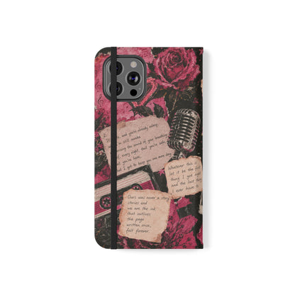 Lyric Flip Case | Dark Romantic Aesthetic Phone Case | Music-Inspired Folio Wallet Case