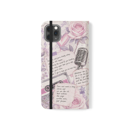 Lyric Flip Case | Light Pink and Lavender Romantic Aesthetic Phone Case | Music-Inspired Folio Wallet Case