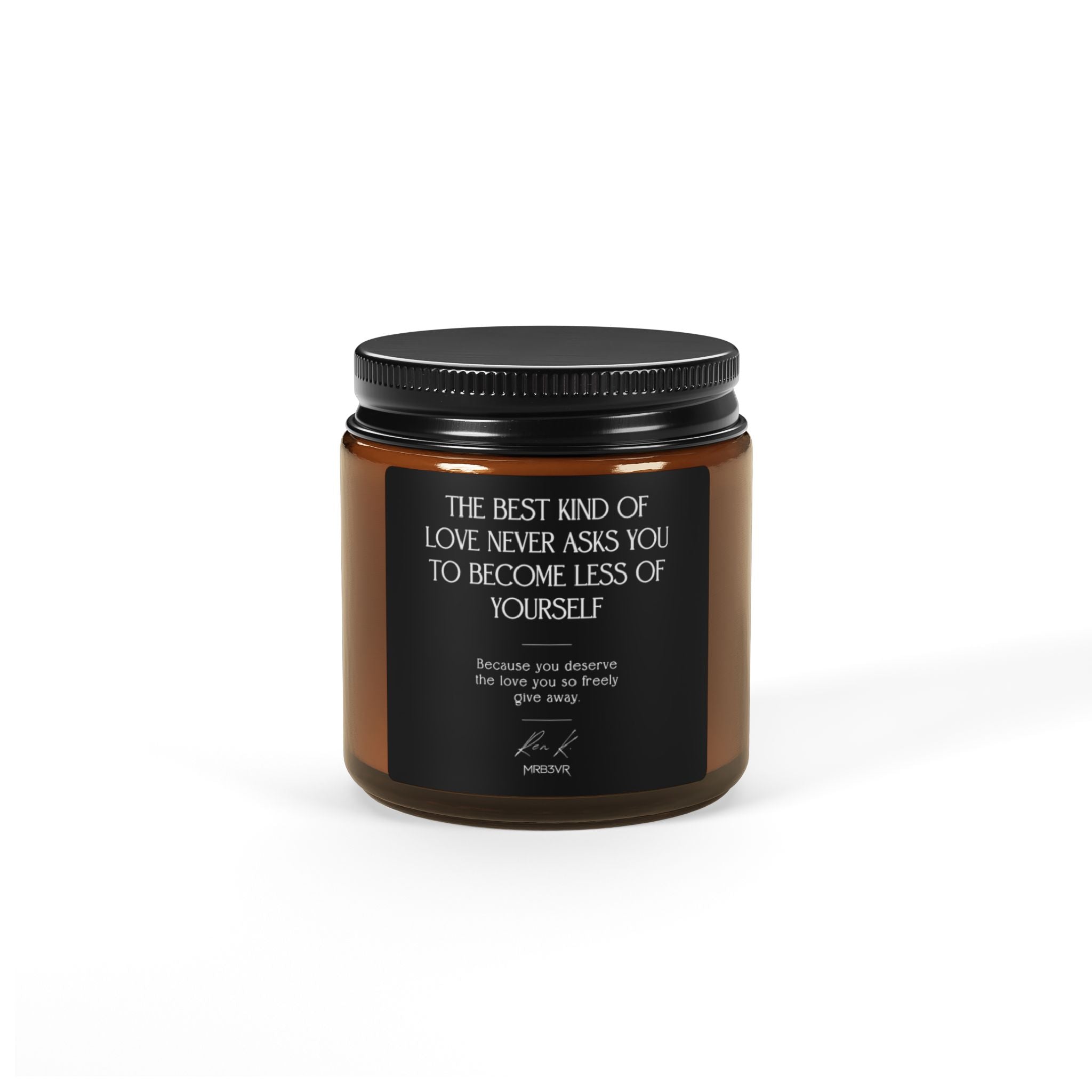 Inspirational Amber Soy Candle — 'The Best Kind of Love' Scented Jar