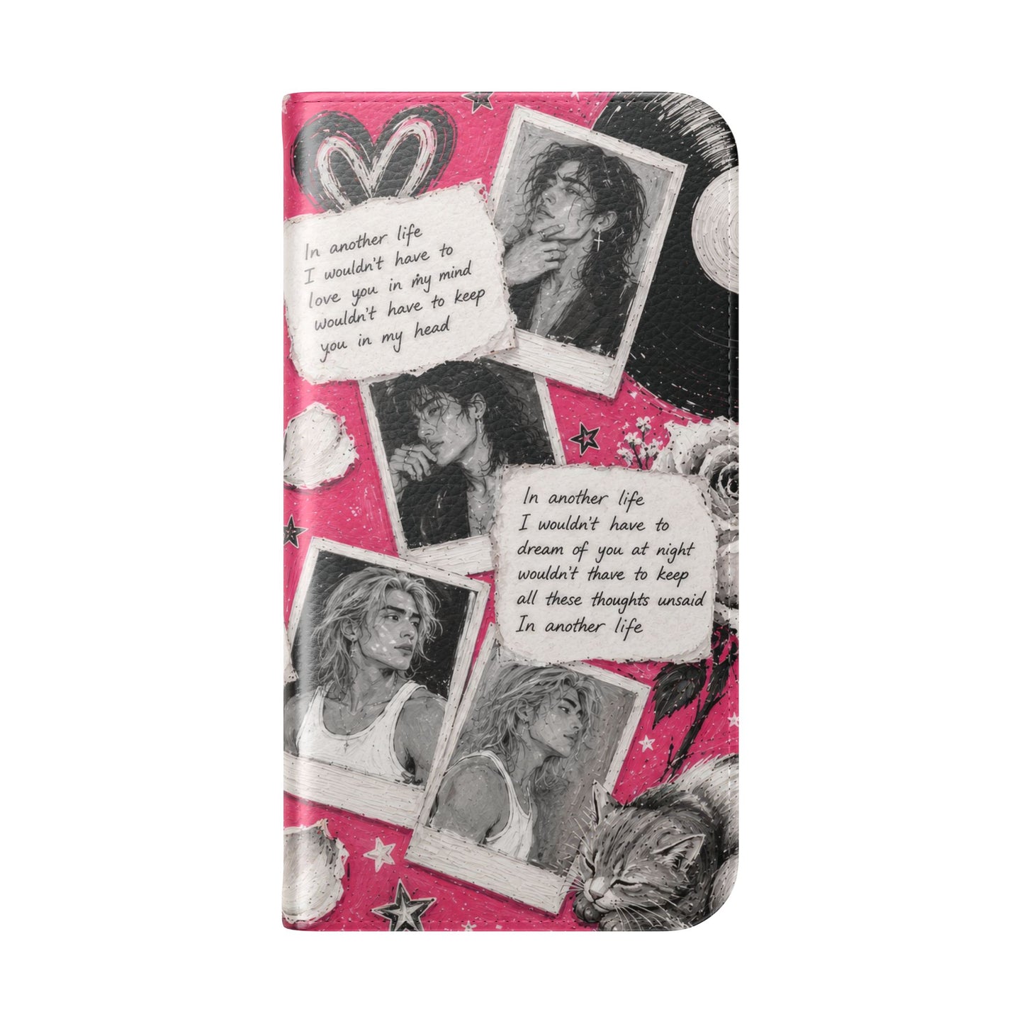 Lyric Flip Case | Bright Pink Romantic Aesthetic Phone Case | Music-Inspired Folio Wallet Case