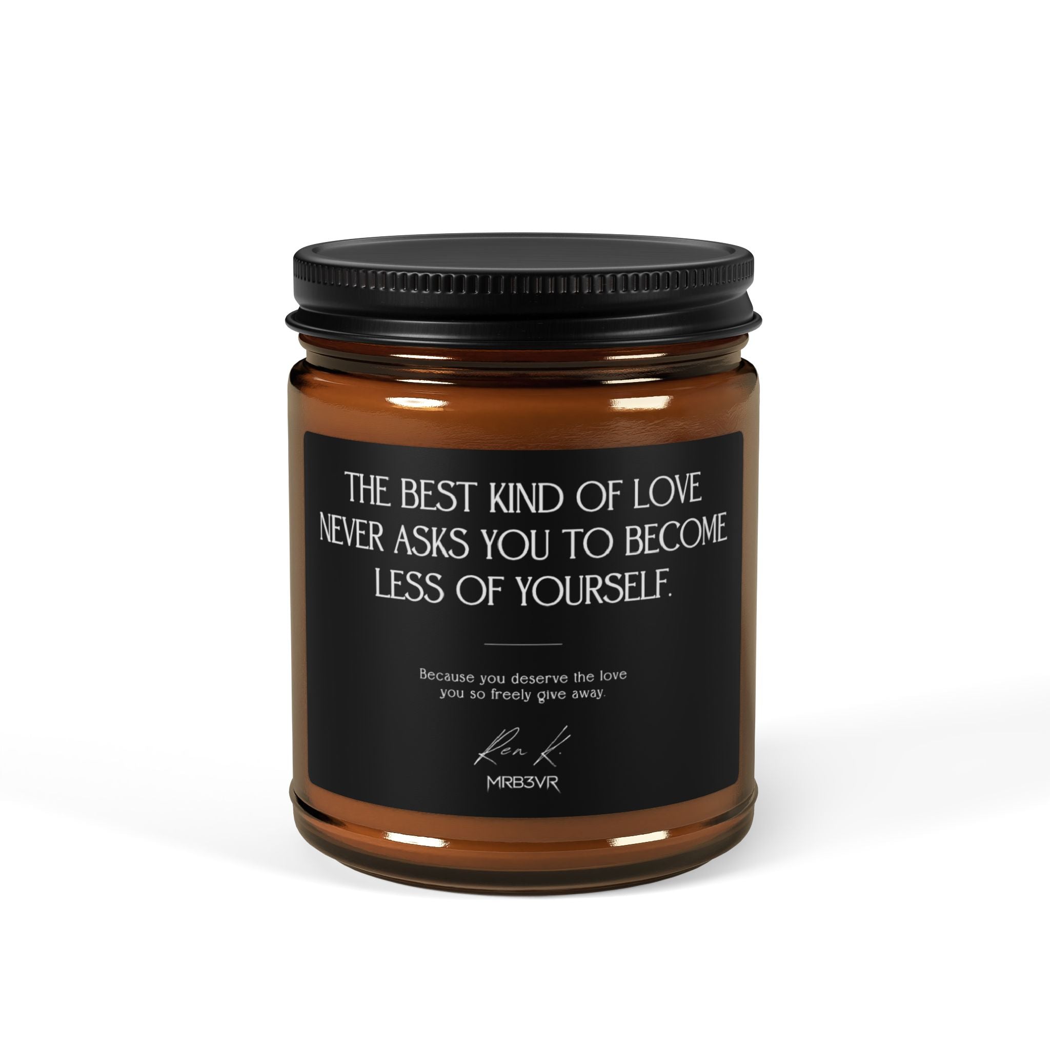 Inspirational Amber Soy Candle — 'The Best Kind of Love' Scented Jar