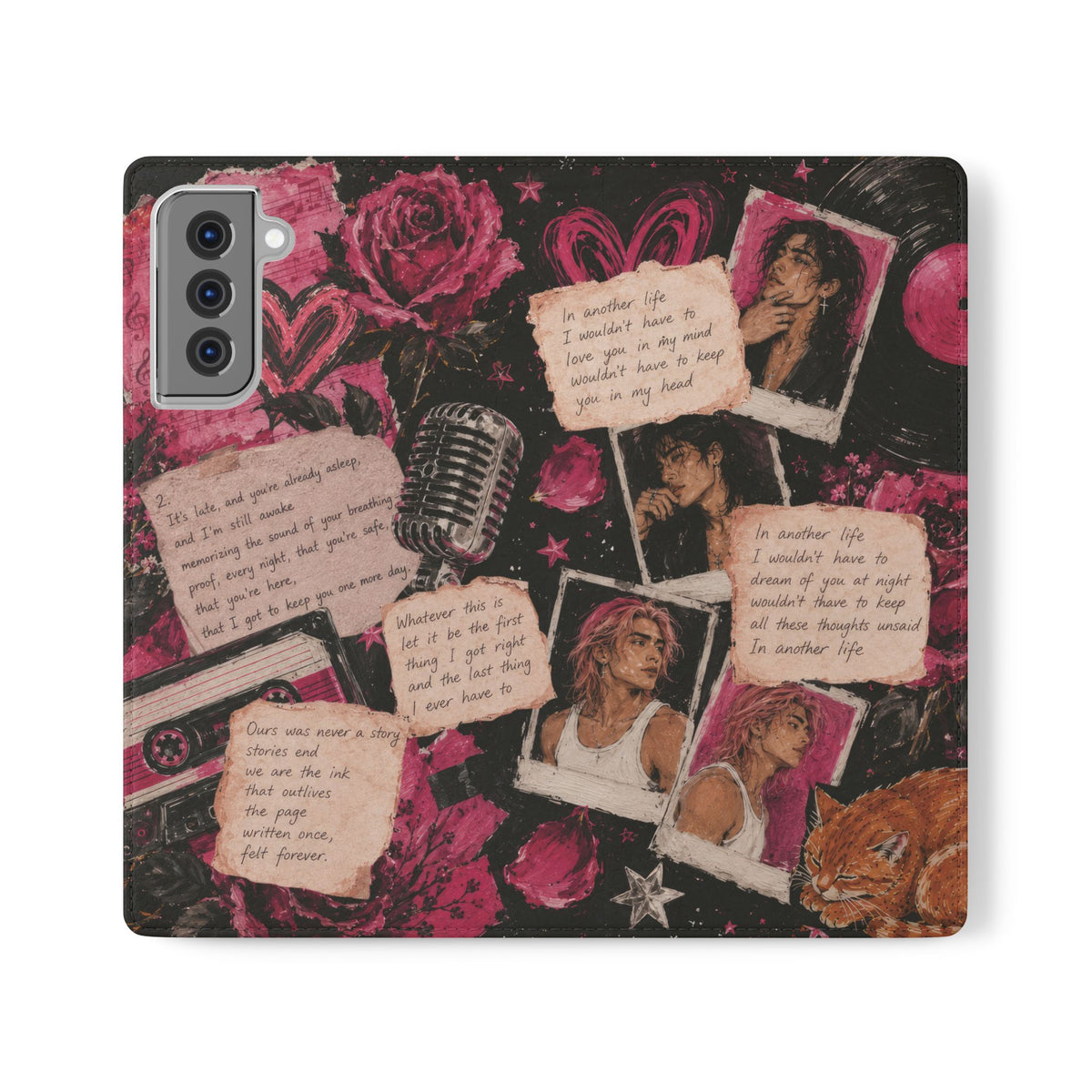 Lyric Flip Case | Dark Romantic Aesthetic Phone Case | Music-Inspired Folio Wallet Case