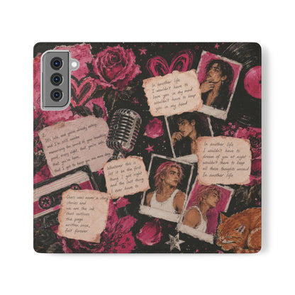 Lyric Flip Case | Dark Romantic Aesthetic Phone Case | Music-Inspired Folio Wallet Case