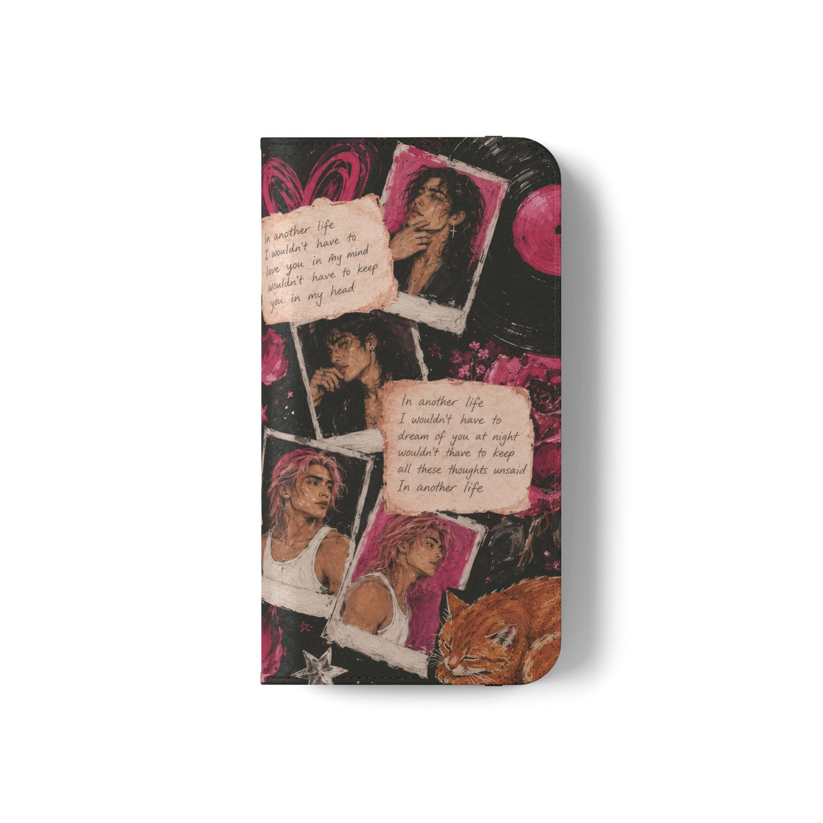 Lyric Flip Case | Dark Romantic Aesthetic Phone Case | Music-Inspired Folio Wallet Case