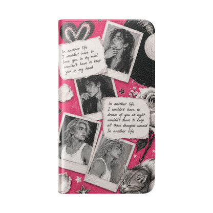 Lyric Flip Case | Bright Pink Romantic Aesthetic Phone Case | Music-Inspired Folio Wallet Case