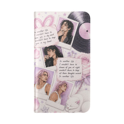 Lyric Flip Case | Light Pink and Lavender Romantic Aesthetic Phone Case | Music-Inspired Folio Wallet Case