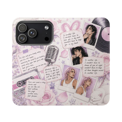 Lyric Flip Case | Light Pink and Lavender Romantic Aesthetic Phone Case | Music-Inspired Folio Wallet Case