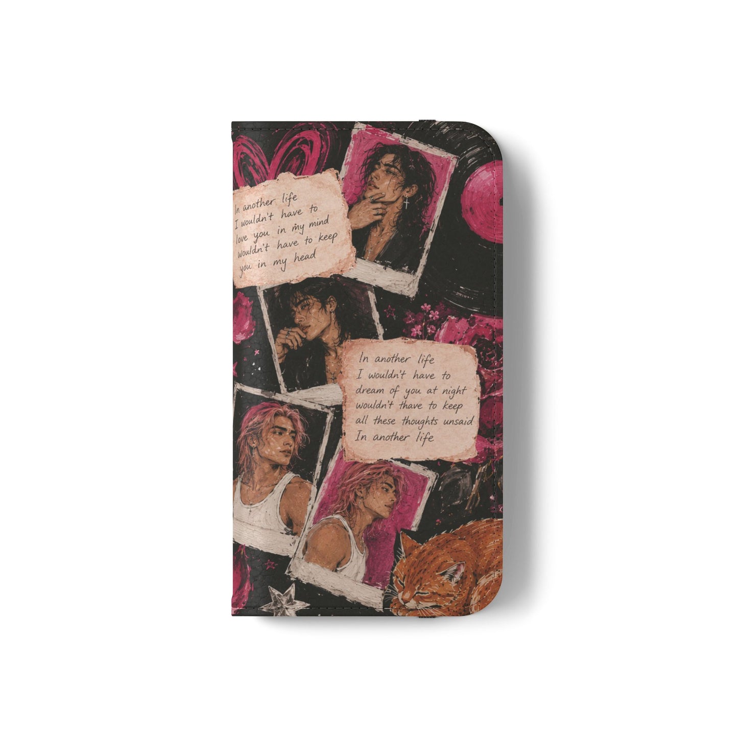 Lyric Flip Case | Dark Romantic Aesthetic Phone Case | Music-Inspired Folio Wallet Case