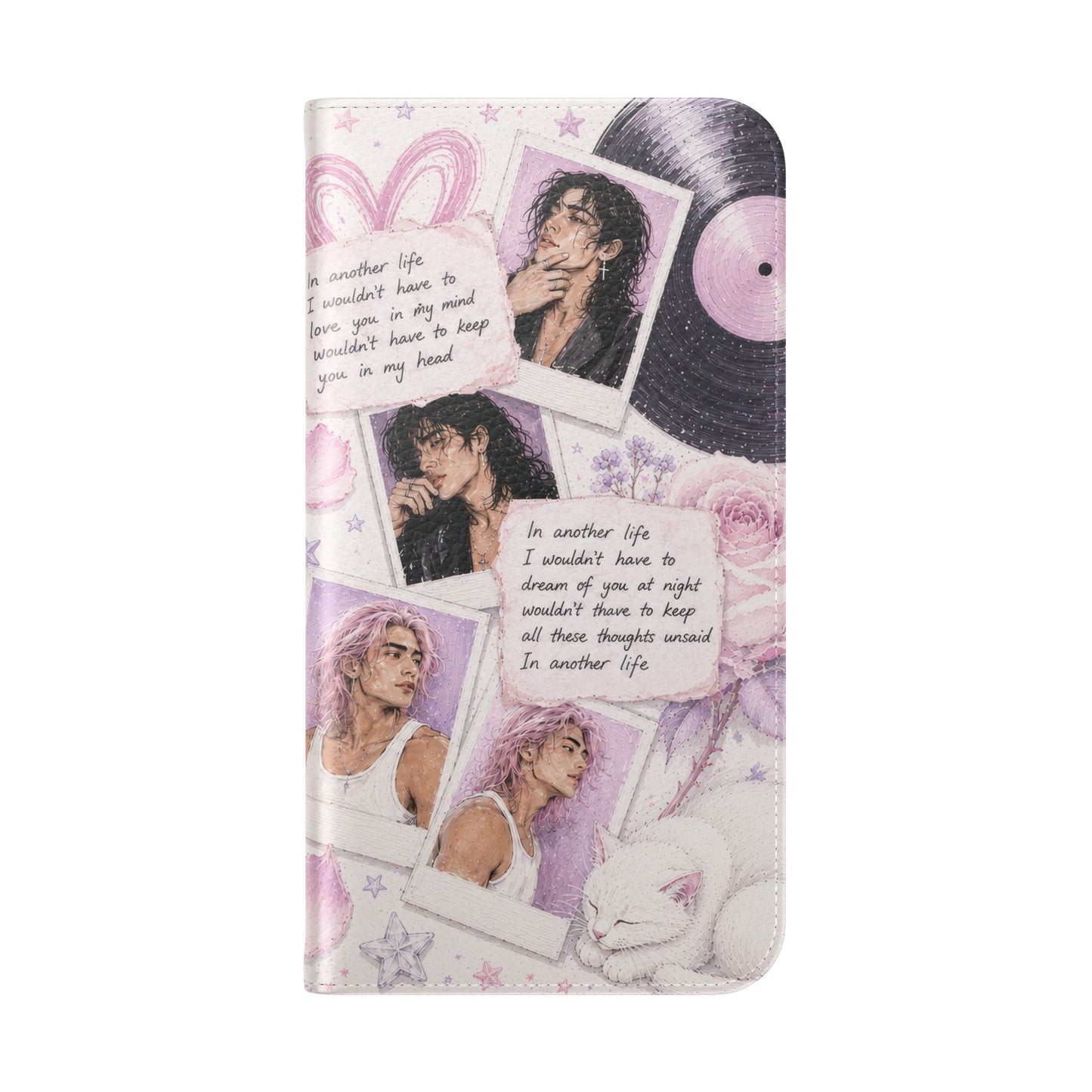 Lyric Flip Case | Light Pink and Lavender Romantic Aesthetic Phone Case | Music-Inspired Folio Wallet Case