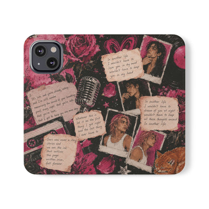 Lyric Flip Case | Dark Romantic Aesthetic Phone Case | Music-Inspired Folio Wallet Case