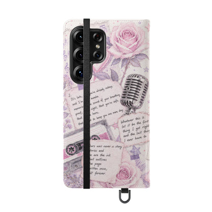 Lyric Flip Case | Light Pink and Lavender Romantic Aesthetic Phone Case | Music-Inspired Folio Wallet Case