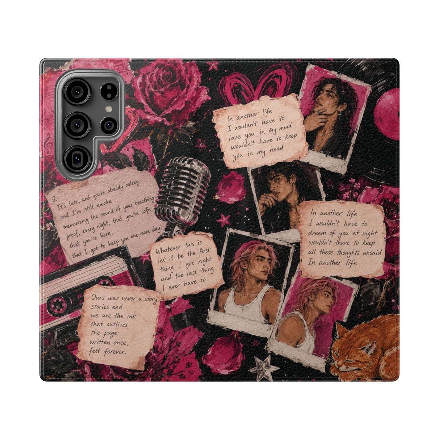 Lyric Flip Case | Dark Romantic Aesthetic Phone Case | Music-Inspired Folio Wallet Case