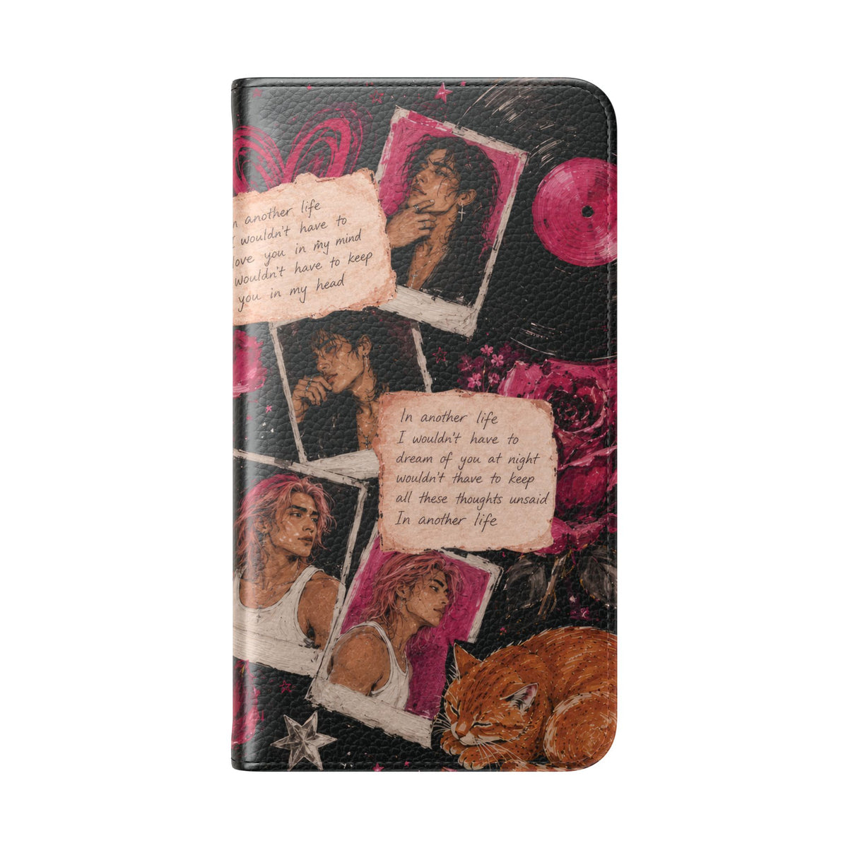 Lyric Flip Case | Dark Romantic Aesthetic Phone Case | Music-Inspired Folio Wallet Case