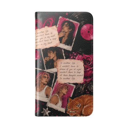 Lyric Flip Case | Dark Romantic Aesthetic Phone Case | Music-Inspired Folio Wallet Case