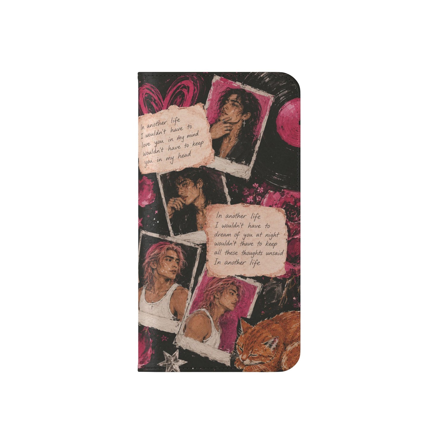 Lyric Flip Case | Dark Romantic Aesthetic Phone Case | Music-Inspired Folio Wallet Case