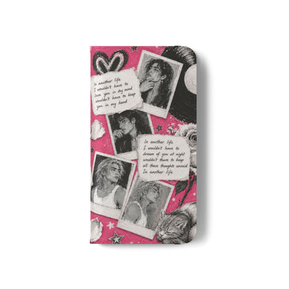 Lyric Flip Case | Bright Pink Romantic Aesthetic Phone Case | Music-Inspired Folio Wallet Case