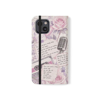 Lyric Flip Case | Light Pink and Lavender Romantic Aesthetic Phone Case | Music-Inspired Folio Wallet Case