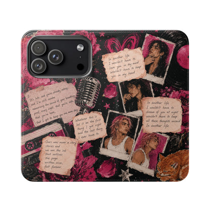 Lyric Flip Case | Dark Romantic Aesthetic Phone Case | Music-Inspired Folio Wallet Case