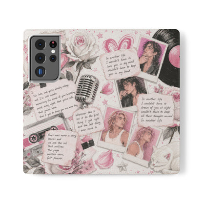 Lyric Flip Case | Light Pink Romantic Aesthetic Phone Case | Music-Inspired Folio Wallet Case