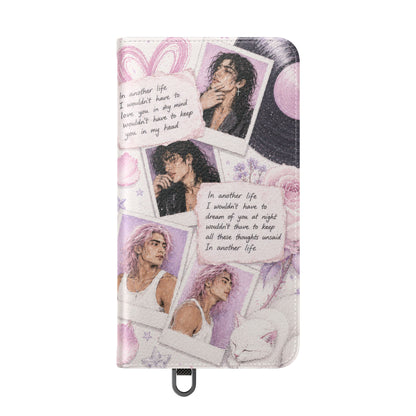 Lyric Flip Case | Light Pink and Lavender Romantic Aesthetic Phone Case | Music-Inspired Folio Wallet Case