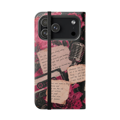 Lyric Flip Case | Dark Romantic Aesthetic Phone Case | Music-Inspired Folio Wallet Case