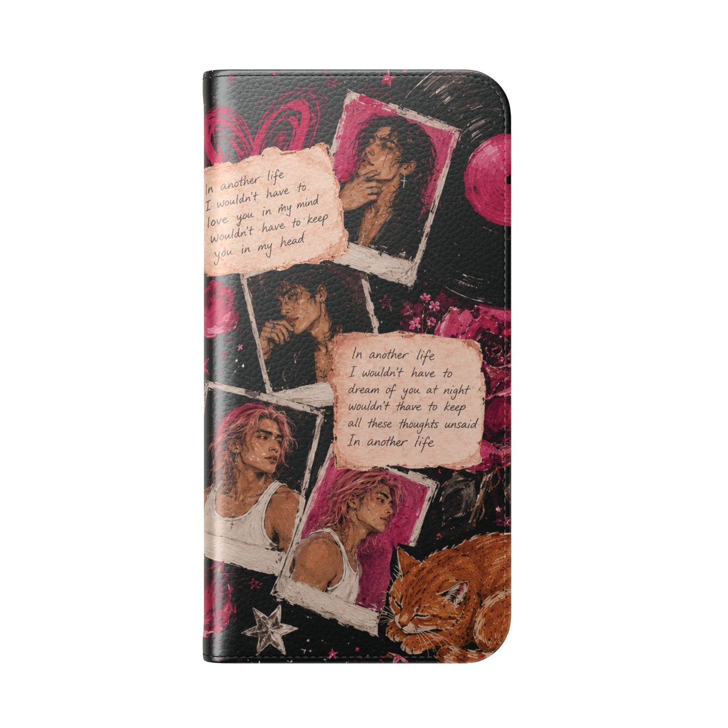 Lyric Flip Case | Dark Romantic Aesthetic Phone Case | Music-Inspired Folio Wallet Case