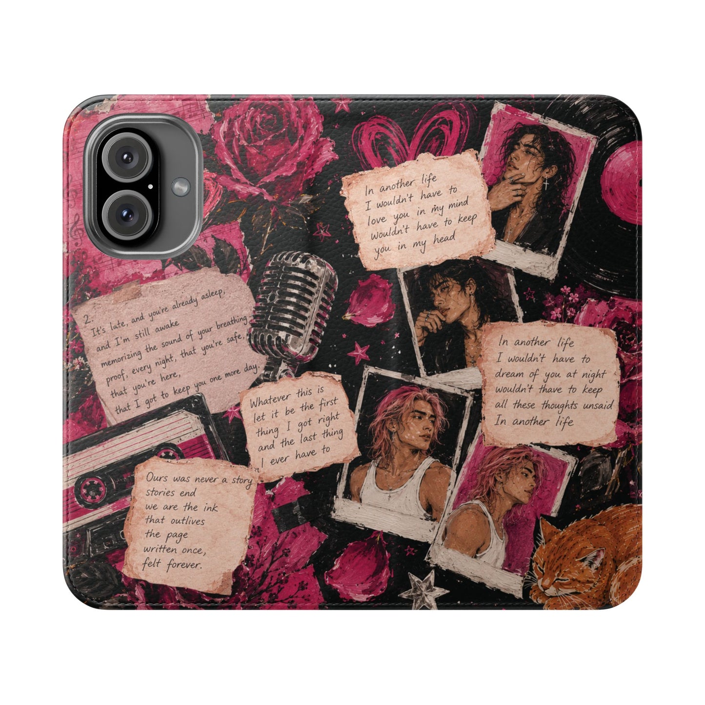 Lyric Flip Case | Dark Romantic Aesthetic Phone Case | Music-Inspired Folio Wallet Case