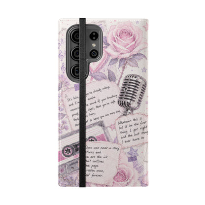 Lyric Flip Case | Light Pink and Lavender Romantic Aesthetic Phone Case | Music-Inspired Folio Wallet Case