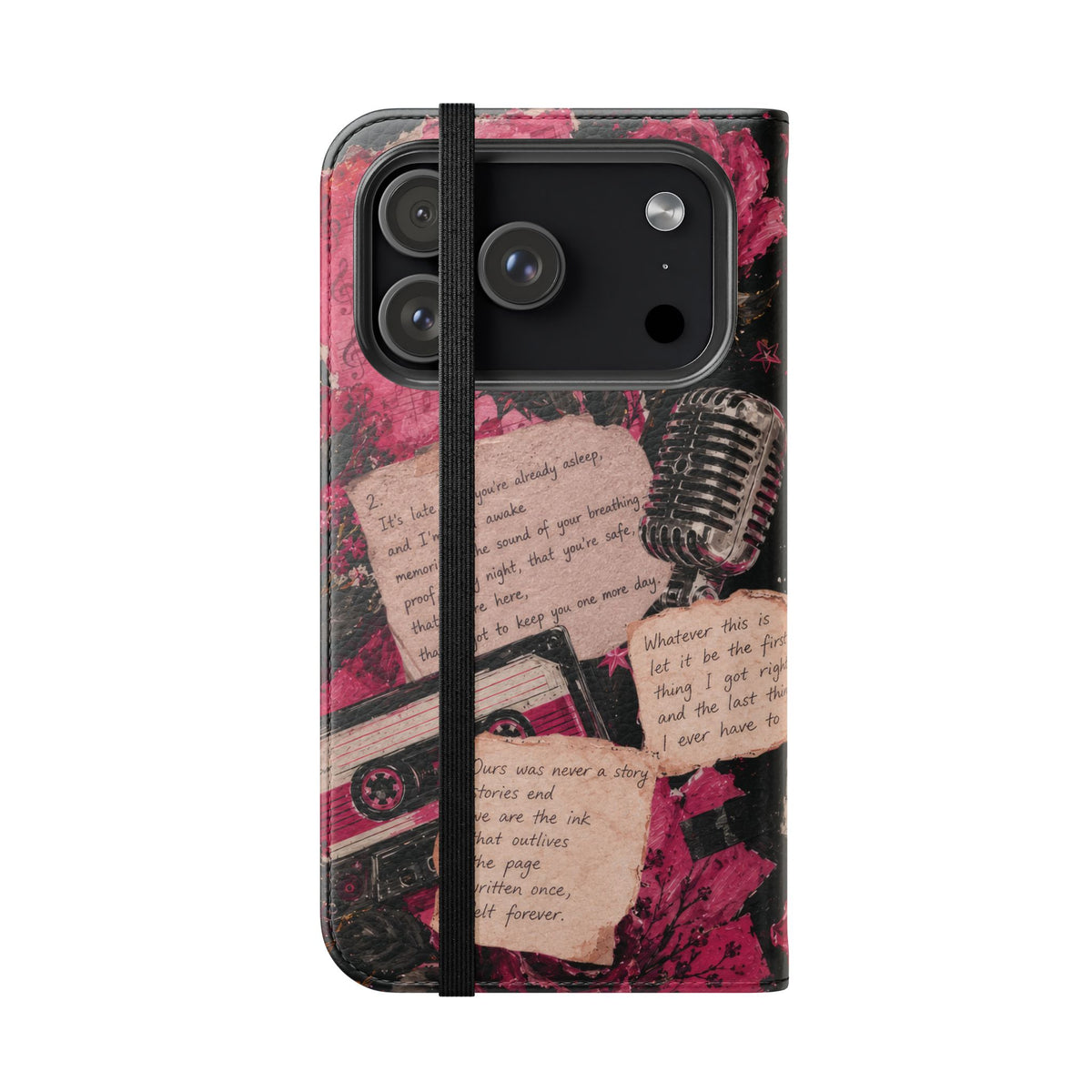 Lyric Flip Case | Dark Romantic Aesthetic Phone Case | Music-Inspired Folio Wallet Case