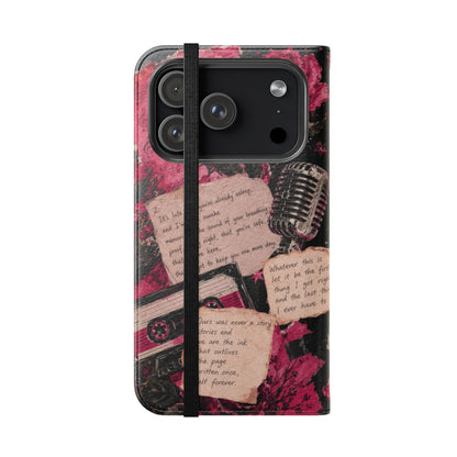 Lyric Flip Case | Dark Romantic Aesthetic Phone Case | Music-Inspired Folio Wallet Case