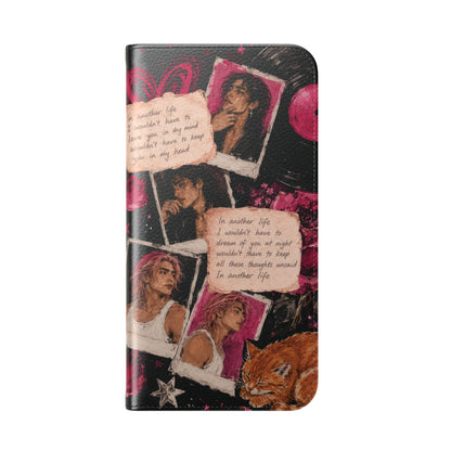Lyric Flip Case | Dark Romantic Aesthetic Phone Case | Music-Inspired Folio Wallet Case
