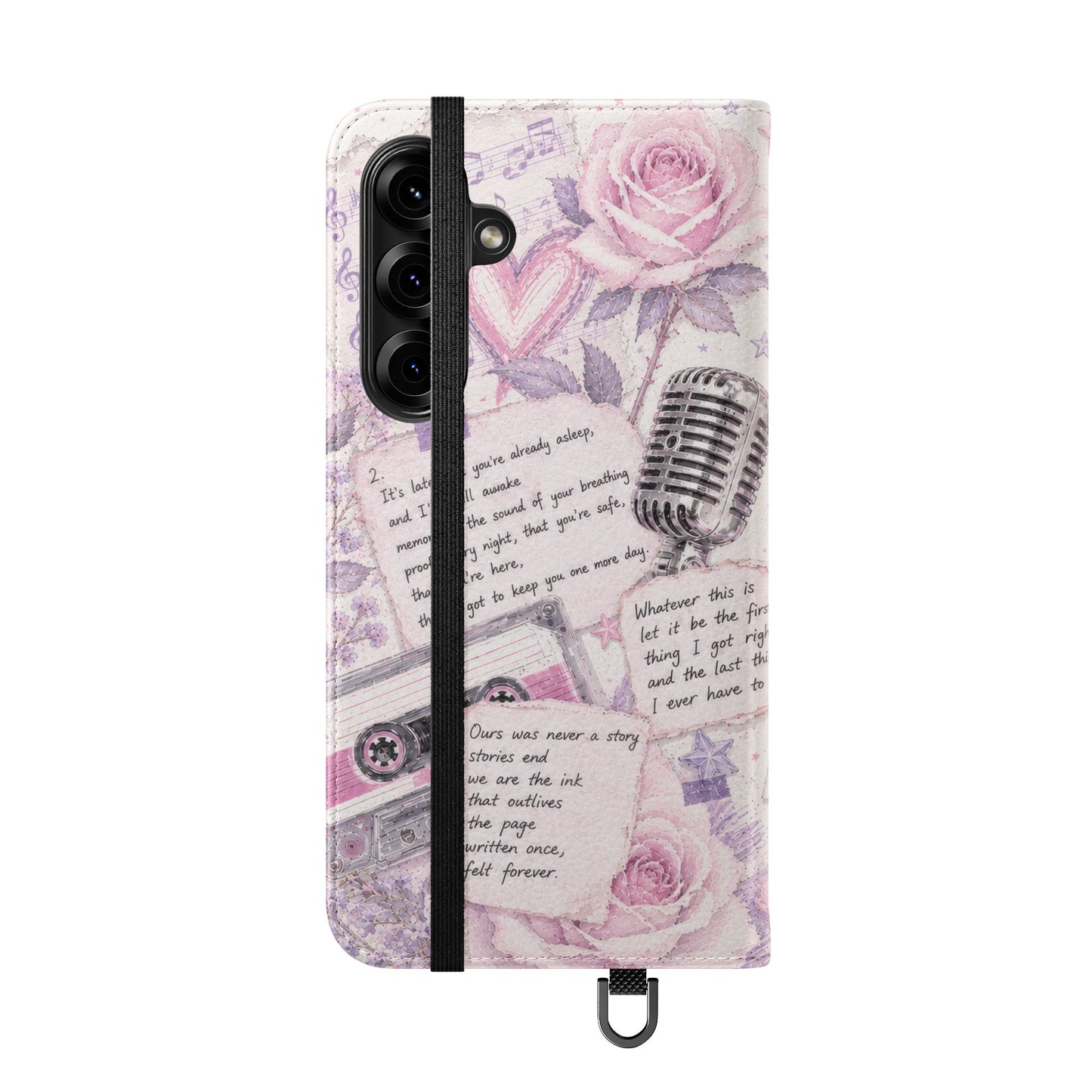 Lyric Flip Case | Light Pink and Lavender Romantic Aesthetic Phone Case | Music-Inspired Folio Wallet Case