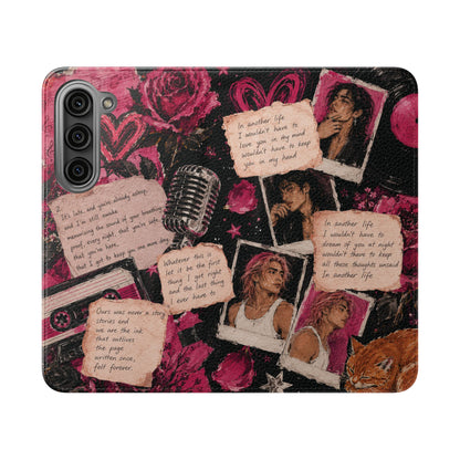 Lyric Flip Case | Dark Romantic Aesthetic Phone Case | Music-Inspired Folio Wallet Case