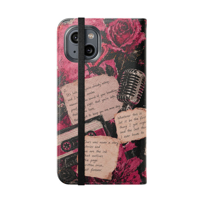 Lyric Flip Case | Dark Romantic Aesthetic Phone Case | Music-Inspired Folio Wallet Case