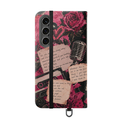 Lyric Flip Case | Dark Romantic Aesthetic Phone Case | Music-Inspired Folio Wallet Case
