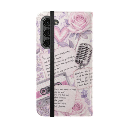 Lyric Flip Case | Light Pink and Lavender Romantic Aesthetic Phone Case | Music-Inspired Folio Wallet Case