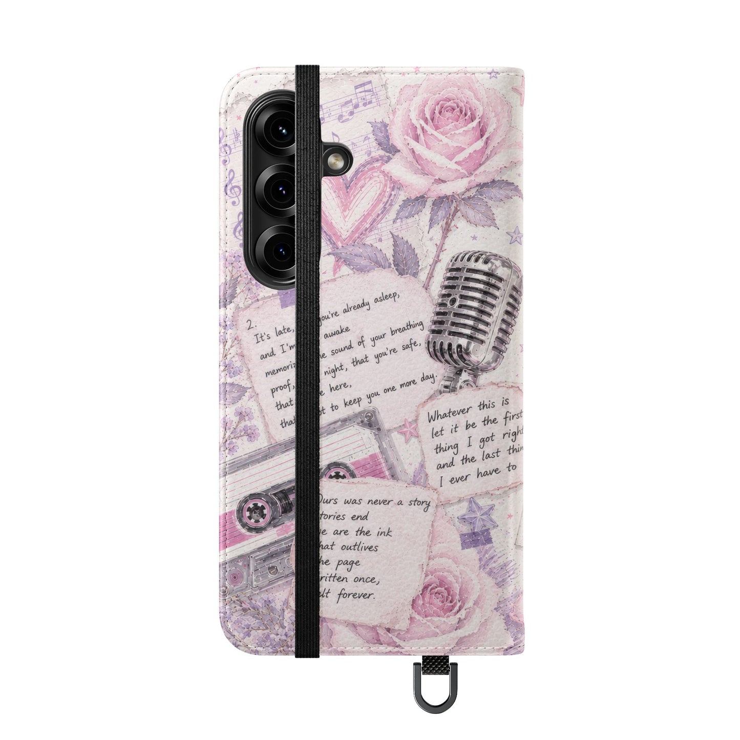 Lyric Flip Case | Light Pink and Lavender Romantic Aesthetic Phone Case | Music-Inspired Folio Wallet Case
