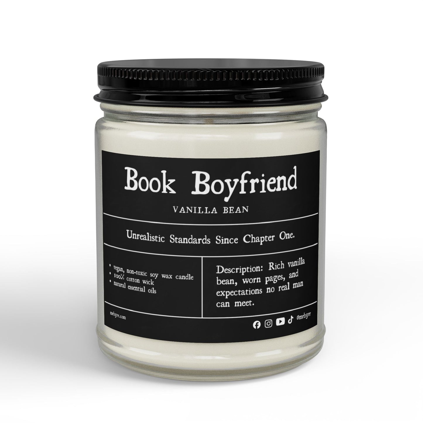 Book Boyfriend | Vanilla Bean Soy Candle | Vegan, Non-Toxic Vegan, Non-Toxic | (4oz & 9oz)
