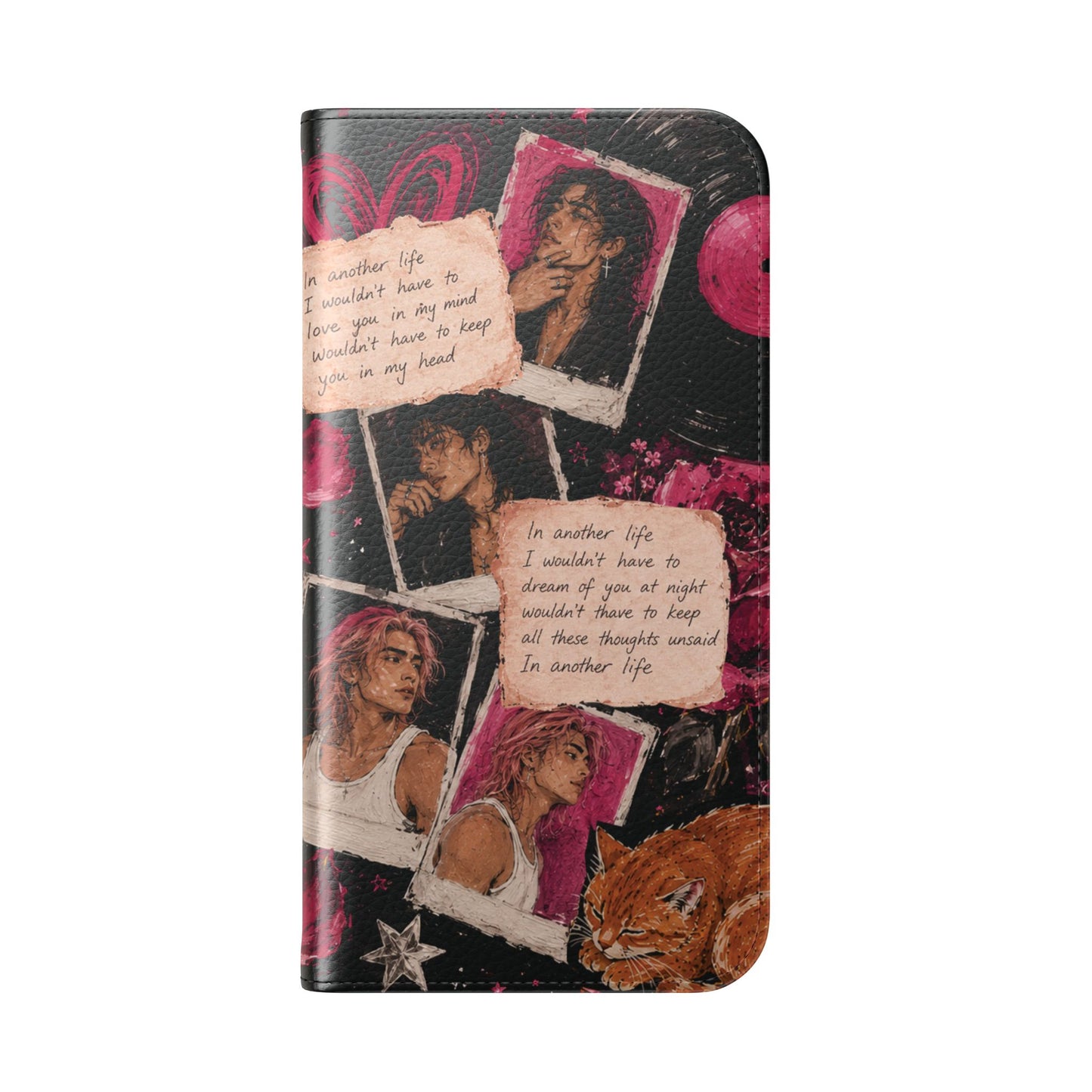 Lyric Flip Case | Dark Romantic Aesthetic Phone Case | Music-Inspired Folio Wallet Case
