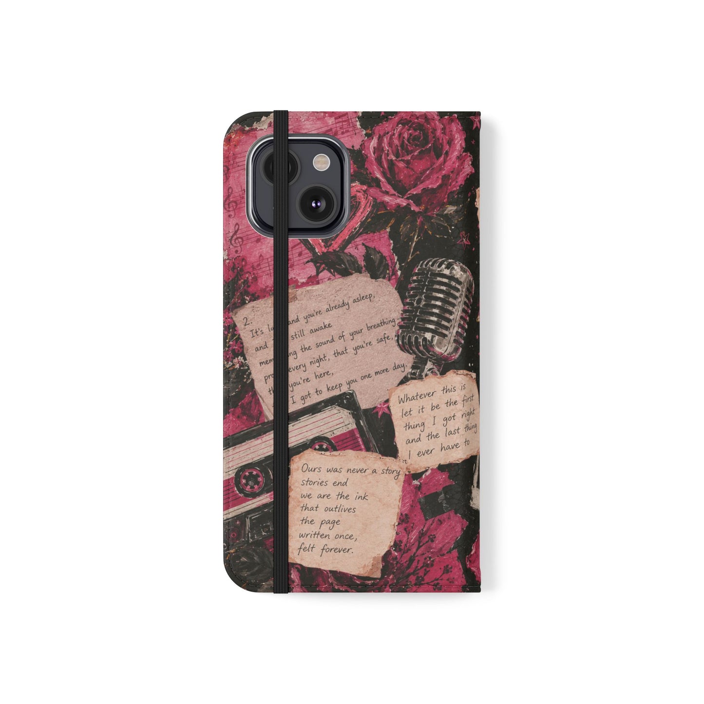 Lyric Flip Case | Dark Romantic Aesthetic Phone Case | Music-Inspired Folio Wallet Case