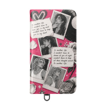 Lyric Flip Case | Bright Pink Romantic Aesthetic Phone Case | Music-Inspired Folio Wallet Case