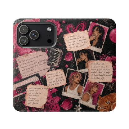 Lyric Flip Case | Dark Romantic Aesthetic Phone Case | Music-Inspired Folio Wallet Case