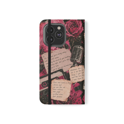 Lyric Flip Case | Dark Romantic Aesthetic Phone Case | Music-Inspired Folio Wallet Case