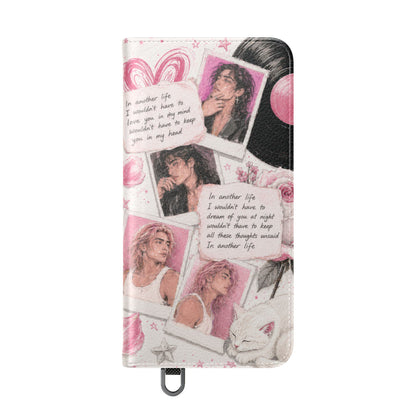 Lyric Flip Case | Light Pink Romantic Aesthetic Phone Case | Music-Inspired Folio Wallet Case