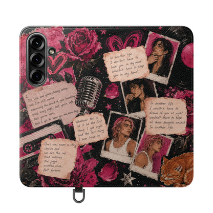 Lyric Flip Case | Dark Romantic Aesthetic Phone Case | Music-Inspired Folio Wallet Case