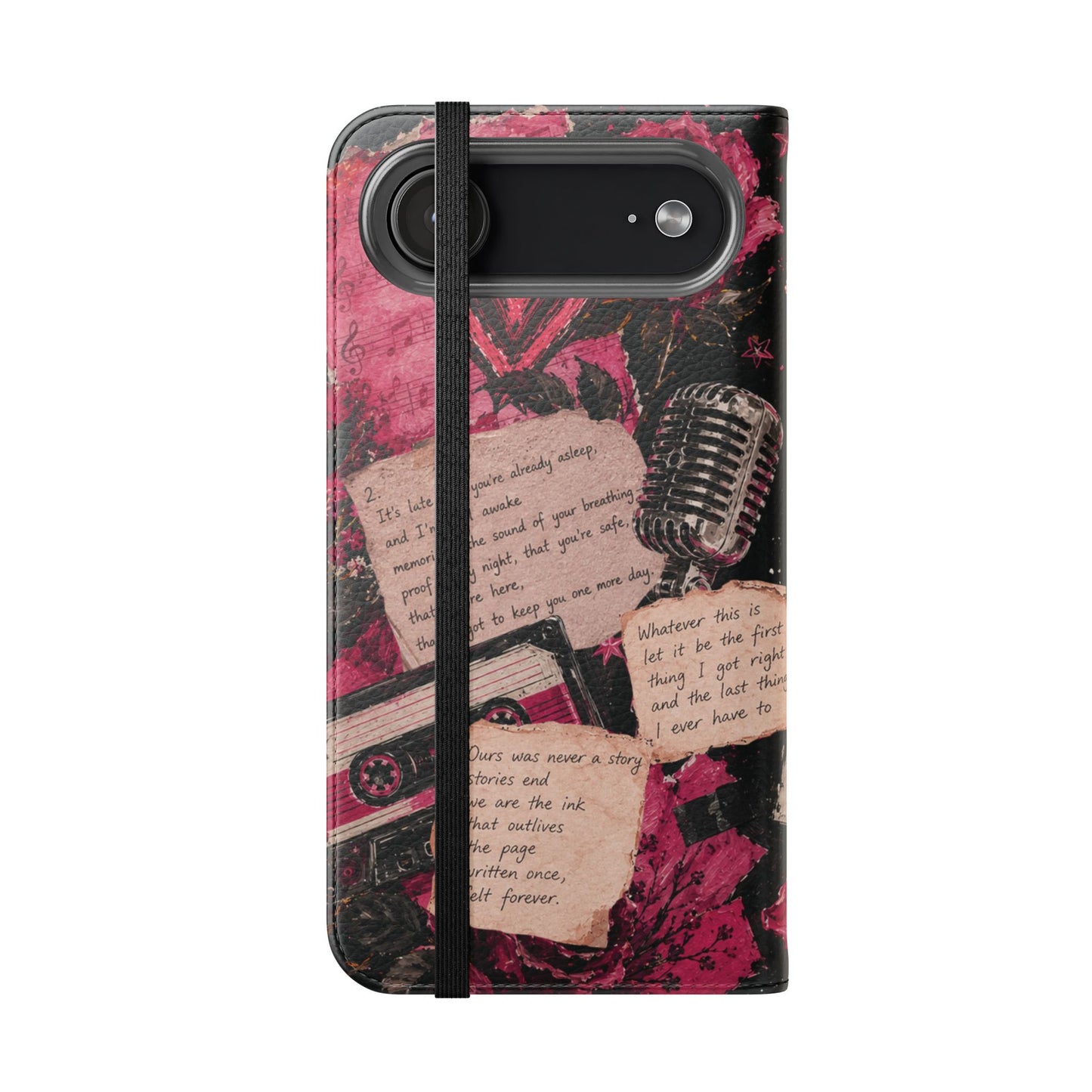 Lyric Flip Case | Dark Romantic Aesthetic Phone Case | Music-Inspired Folio Wallet Case
